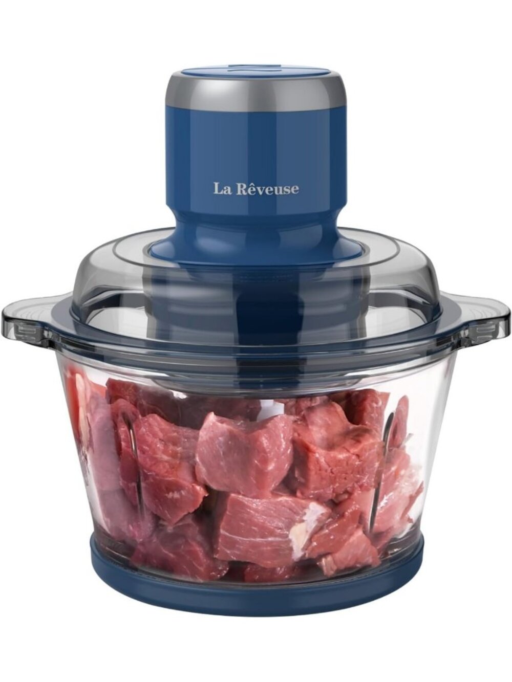 Versatile 7-Cup Electric Food Processor & Chopper with Glass Bowl - Blue Kitchen
